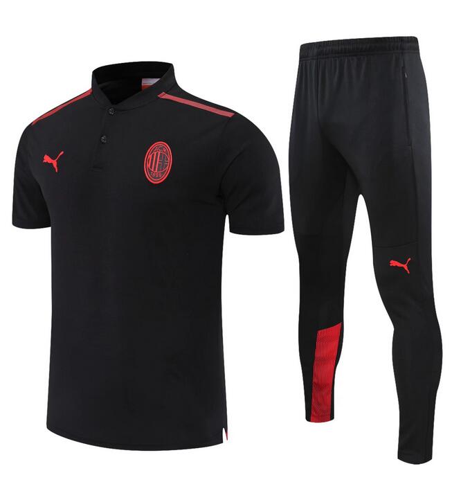 2021/22 AC Milan Black Polo Kits Shirt with Pants